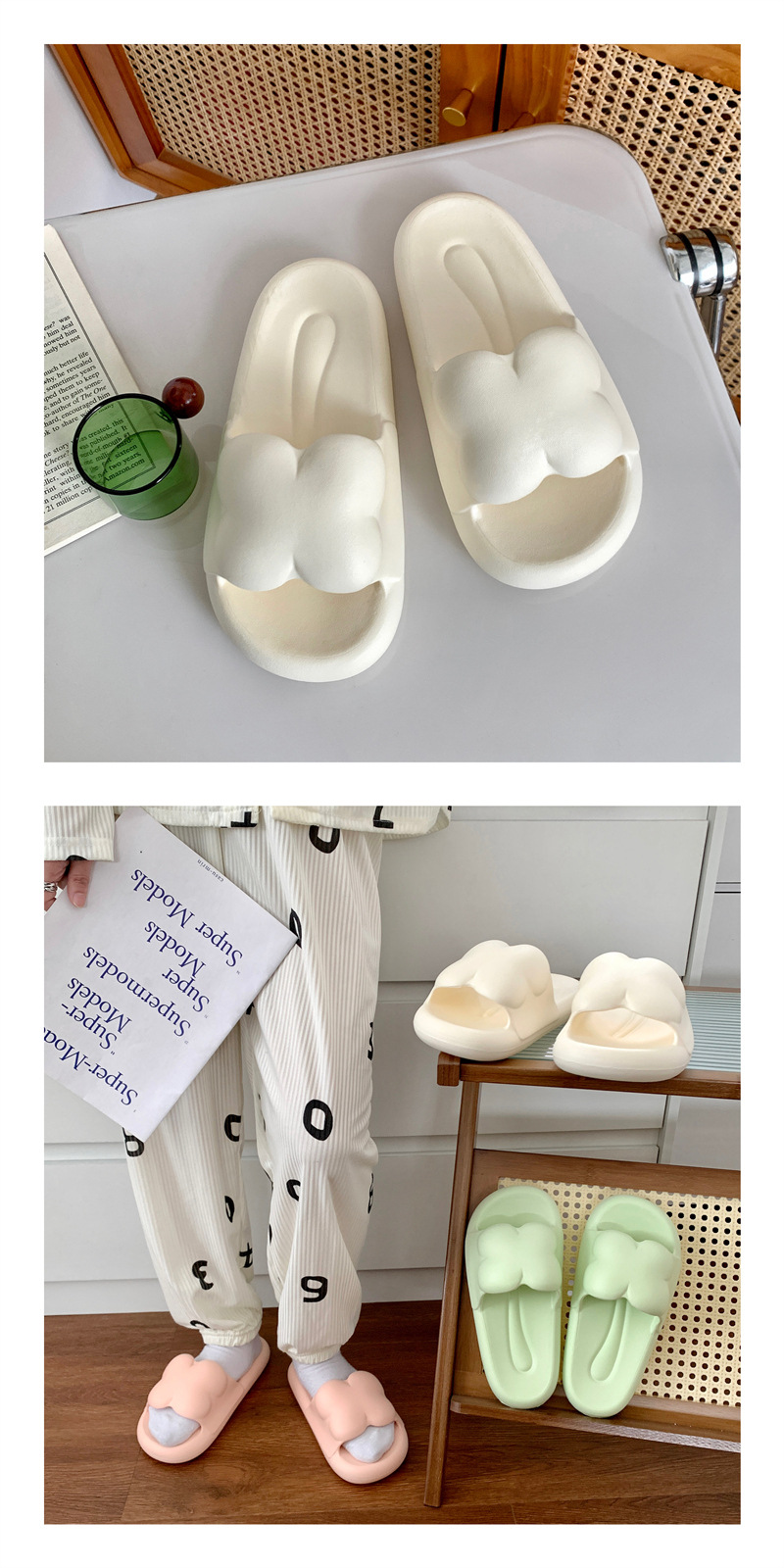 Thick Platform Bathroom Home Slippers Rubber PVC Slides Slippers for Women