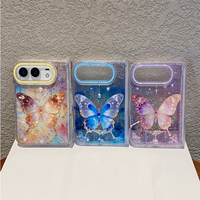 Coque de téléphone pliable papillon scintillant pour 18 Fold, en PC rigide transparent avec protection de charnière, cadre d'appareil photo coloré, coque de téléphone portable