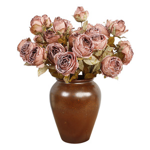 <b>Artificial</b> Roses Bouquet Vintage Style Plastic Silk Flowers Wedding Decor Home Decoration Reusable High Simulation - Product Image 4