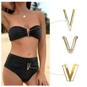 hebilla de metal Zinc alloy custom metal buckle Western u shape swimwear metal buckle trim for bikini