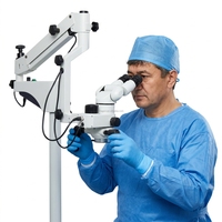 Floor Standing ENT Dental Ophthalmic Surgical Microscope LED Coaxial Light 5 Star Base Mobile Microscope