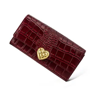 Original factory customize crocodile long women wallet with RFID blocking and lots cards slots