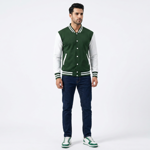 Wholesale FINER THREADS Men's Varsity Jacket <b>Covered</b> <b>Button</b> Closure Wool/Polyester Material Breathable Design for Winter Season - Product Image 1