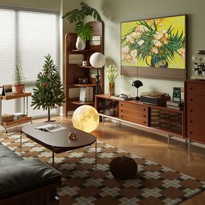 Mueble de TV de Madera Maciza de Estilo Nórdico, 1.8m 2.0m 2.2m, Mueble de Almacenamiento para Sala de Estar, Diseño Retro Vintage - Product Image 4