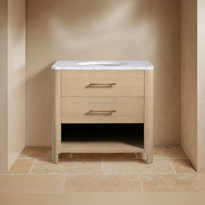 <span class=keywords><strong>Mobile</strong></span> <span class=keywords><strong>Bagno</strong></span> Artigianale Moderno in Rovere, Lavabo con Top in Marmo di Carrara e 2 Cassetti, <span class=keywords><strong>Mobile</strong></span> Lavabo di Lusso Stile Arhaus in Legno per Villa - Product Image 3