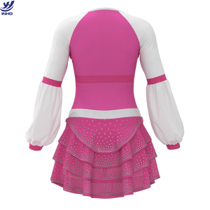 Uniformes <span class=keywords><strong>de</strong></span> Porristas <span class=keywords><strong>de</strong></span> Spandex con Logotipo Personalizado, Diseño <span class=keywords><strong>de</strong></span> Mariposa Rosa y Blanca con Pedrería, Personalizables - Product Image 4