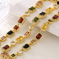 Collier Ras-du-Cou Multi-Gemmes Étincelant Plaqué Or Véritable 18K Laiton, Chaîne Arc-en-Ciel Colorée CZ 10MM pour Femmes et Hommes