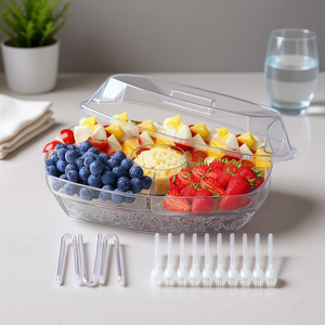 Bandeja para servir helados de frutas, plato refrigerado de 4 compartimentos, plato para aperitivos, bandeja para fiestas, servidor de buffet de comida fría - Product Image 2