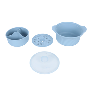 Olla Vaporera Portátil de Silicona para Alimentos de Bebé, 600ML/1280ML, 3 Compartimentos, Apta para Microondas, para Cocinar Verduras, Carne y Arroz - Product Image 3