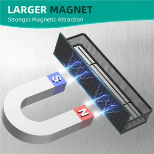 Black Stainless Steel Modern Magnetic <b>Wall</b> Mounted Multifunction Spice Rack <b>Floating</b> Refrigerator Storage <b>Shelves</b> Easy Storage - Product Image 4