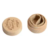 Custom Small Round Wooden Box, Beech Wood Ring Boxes