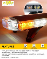Barre lumineuse de signalisation d'urgence LED BIAOCHI 132W 47 pouces pour toit, 12V 24V, supports de montage réglables, blanc ambre, pour camions