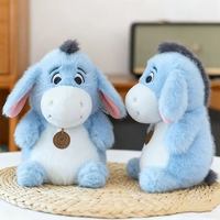 Jouet en peluche âne bleu Kawaii, doux et moelleux, à longues oreilles, avec étiquette en bois, pour cadeau d'anniversaire pour enfants, décoration de chambre d'enfant
