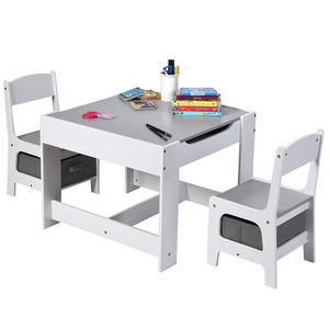 Juego de mesa y silla de madera <span class=keywords><strong>para</strong></span> niños de 3 piezas con dos sillas y una mesa espaciosa Juego de mesa de actividades con forma de Casa Bonita con <span class=keywords><strong>pizarra</strong></span> - Product Image 4