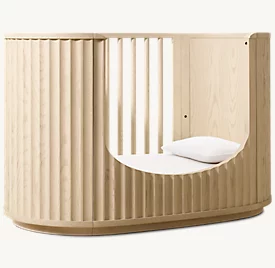 Cama Infantil Moderna Nórdica Contemporánea BH02, Ovalada y Curva, de Madera Maciza de Fresno Acanalado, para Dormitorio - Product Image 4