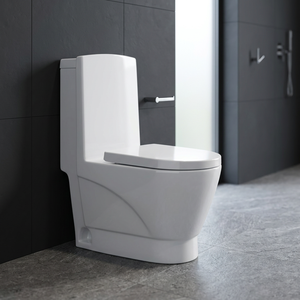 WC monobloc en céramique abordable, à poser au sol, carré, à chasse directe, pour usage commercial - Product Image 2
