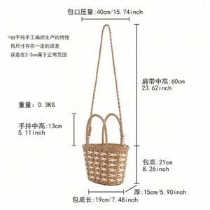 Bolso Tote Bandolera de Gran Capacidad al por Mayor, Bolso de Paja Tejida para Vacaciones, Bolso de Mano para Mujer - Product Image 6