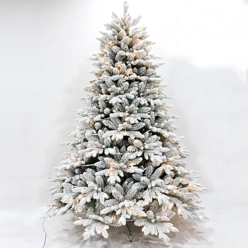 क्रिसमस की छुट्टी घर थोक 2023 pvc क्रिसमस ट्री उत्पादों को सजाया बर्फ मिश्रण 7 '8' कृत्रिम क्रिसमस ट्री धातु फीट