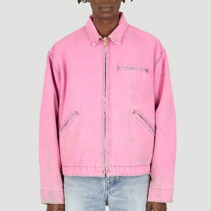 Custom High Quality Crop Washed Work Custom Logo Designer Outdoor Vintage Custom <b>Jacket</b> for Man <b>Denim</b> <b>Jacket</b> in <b>Pink</b> - Product Image 2