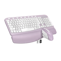 Ensemble clavier et souris sans fil ergonomique 2,4 G USB 104 touches, avec touches ondulées, interrupteurs noirs, repose-poignets tamponné, OEM 1600 DPI, alimenté par 2 piles AA