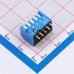DSDP-05-B DIP Switch Through hole Component (THT) Switch Piano Key 5 2.54mm Blue - Product Image 1