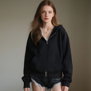 Ventes en gros de sweats à capuche zippés pour femmes, logo personnalisé imprimé, mélange de polyester et de coton 350 g/m², <span class=keywords><strong>polaire</strong></span> pour femmes - Product Image 3