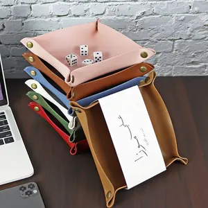 Hộp Đựng Giấy Niêm Phong Thắt Lưng Tùy Chỉnh Khay Đựng Đồ Trang Sức Đựng Tiền Xu Kẹo Để Bàn Để Bàn Khay Để Cửa Ra Vào Khay Giả Da Có Thể Gập Lại - Product Image 1