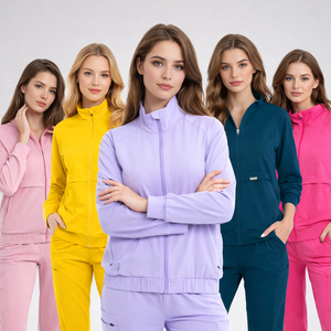 NIAAHINN Vente en gros – Uniforme de salon de beauté trois pièces couleur unie à prix réduit – Blouse unisexe extensible pour clinique et infirmière – Blouses médicales personnalisées - Product Image 1