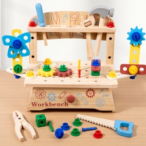 Juego de tuercas de madera simuladas, juguetes de bloques de construcción, tuerca de madera, herramienta de combinación de desmontaje, mesa, Escena de simulación, bloques de <span class=keywords><strong>tornillo</strong></span> - Product Image 4