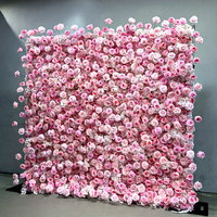 Panneau mural de fleurs en soie 8x8 pieds, fond floral artificiel carré pour la décoration de mariage, d'hôtel, de banquet et d'événements