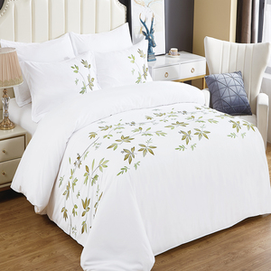 Copripiumino con Design floreale personalizzato ricamato copripiumino bianco di alta qualità cotone bianco di lusso per Hotel - Product Image 1