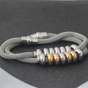 Stainless Steel Cable <b>Bracelet</b> With <b>Beads</b> Ball Shape Geometric Design For Women Gift Jewelry - Product Image 3