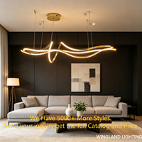 Luminaire suspendu créatif ondulé linéaire de style nordique minimaliste pour comptoir de bar, hôtel, salon de thé et décoration de salle à manger