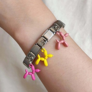 Gelang liontin anjing balon elastis Italia desain baru gelang Fashion wanita gelang baja tahan karat tidak ada noda perhiasan Set wanita - Product Image 2
