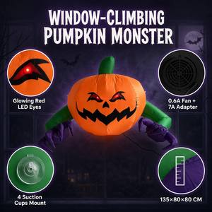 Calabaza inflable <span class=keywords><strong>de</strong></span> Halloween con ojos rojos <span class=keywords><strong>de</strong></span> 135 cm <span class=keywords><strong>para</strong></span> escalar ventanas, con luces LED aterradoras y ventosas, decoración interior - Product Image 1