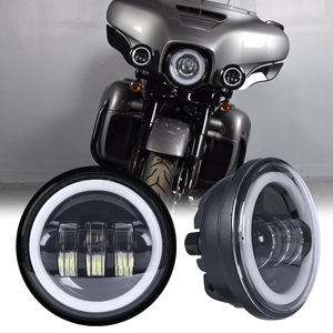 4.5 "tondi fari <span class=keywords><strong>fendinebbia</strong></span> a Led neri occhi d'angelo bianchi Drl ambra indicatori di direzione Halo lampada da 4.5 pollici per moto Harley Davidson - Product Image 2