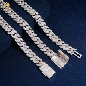 Luxury Men's 925 Silver Moissanite Cuban Link Chain Rhodium Plated Hiphop <b>Statement</b> <b>Necklace</b> GRA Certified Baguette Cut - Product Image 2