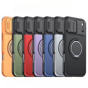 Support magnétique pour voiture 360° °   Étui de téléphone avec support rotatif, cache-caméra coulissant et fente pour cartes, compatible iPhone 17 Pro Max et Samsung S26 - Product Image 1