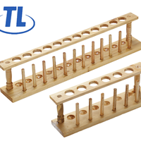 Support en bois pour tubes à essai, conception avec crochets de séchage pour expériences de chimie