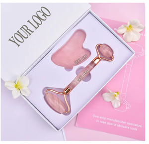 Hochwertiges Rosenquarz Jade Roller <span class=keywords><strong>Gua</strong></span> Sha Set mit Box - Product Image 3