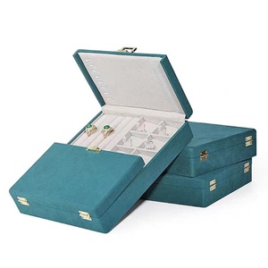 Simple Modern Microfiber extra Large Velvet Lining Jewelry <b>Box</b> Multifunctional Ring Earring Necklace Storage Blue/<b>Black</b> - Product Image 2