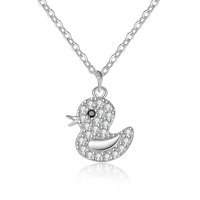 Collier tendance en laiton avec breloque petit canard en zircon cubique, bijou fantaisie animal mignon pour filles, cadeau Q549