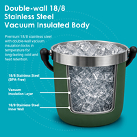 Seau à glace isotherme en acier inoxydable grande capacité, réutilisable et portable, avec poignée de transport, pour boissons – Vente en gros