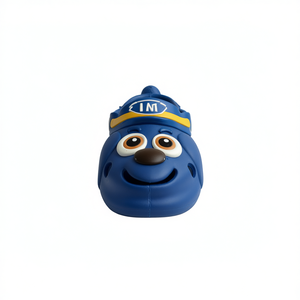 Ciabatte da cartone animato per bambini blu con logo 3D e fodera in peluche, tutte le stagioni, punta tonda, tomaia in plastica, intersuola in EVA, suola da 15 mm - Product Image 1