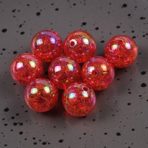 Perles acryliques en vrac de 16 mm, couleur AB irisée, effet craquelé, plaquées, pour accessoires de cheveux, bijoux DIY, perles en verre lampwork - Product Image 5