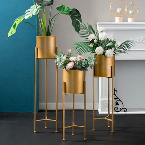 Kwaliteits plantenbak van metaal, roestvrij staal, grote plantenpot, roségouden pot met standaard, binnenplantenbak - Product Image 3