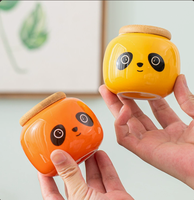 Urne funéraire en céramique pour animaux de compagnie, motif panda mignon, avec couvercle en bambou, hermétique, mini urne commémorative pour cendres d'animaux, pour oiseaux, perroquets, hamsters, petits chiens, chats