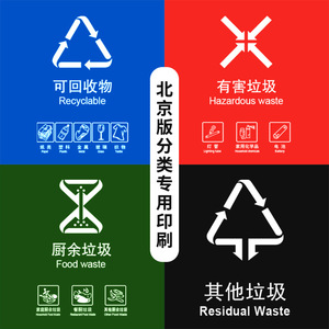 Yongyao 100L Swing-Lid <b>Plastic</b> Trash Can, Four-Color Beijing Version, Classified School Trash Can, Logo Printing - Product Image 1