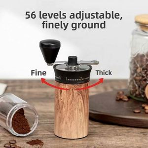 Molinillo de Café Manual con 56 Ajustes, Capacidad de 30g, Contenedor de Almacenamiento de Granos de Ángulo Amplio, para Viajes y Uso Doméstico, Acabado Madera - Product Image 6