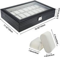 Pu Lederen Display Box Horloge Doos Doos 24 Slots Watch Box 24 Sleuven Grote Horloge Kast Glazen Top Zwart Display